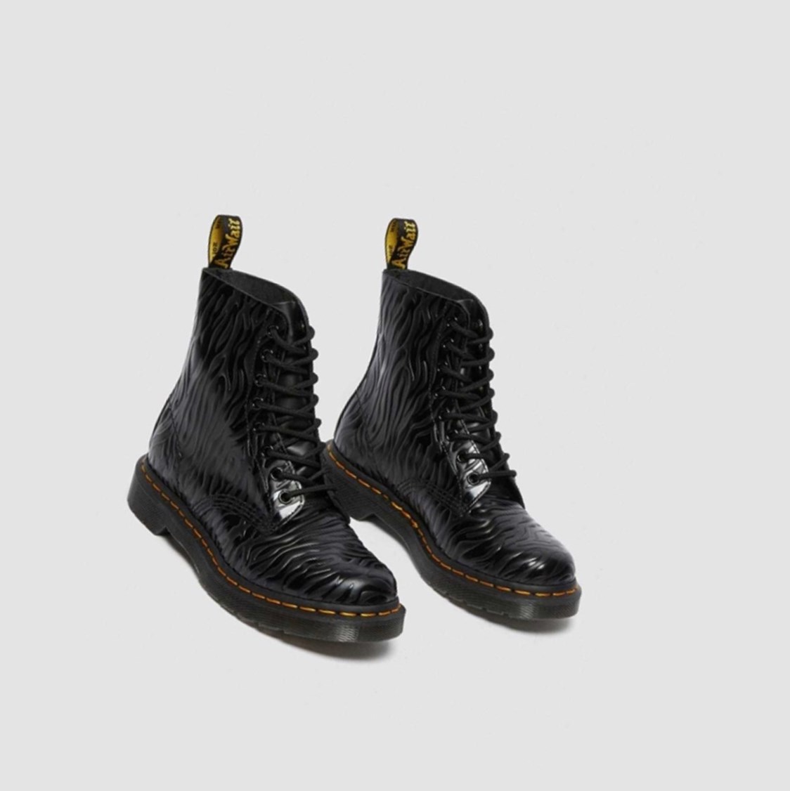 Dr Martens 1460 Pascal Zebra Emboss Női Fűzős Bakancs Fekete | 519836MKG