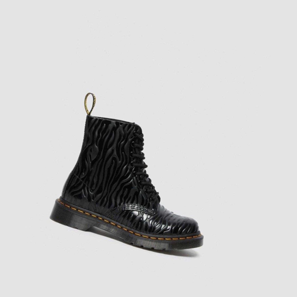 Dr Martens 1460 Pascal Zebra Emboss Női Fűzős Bakancs Fekete | 519836MKG
