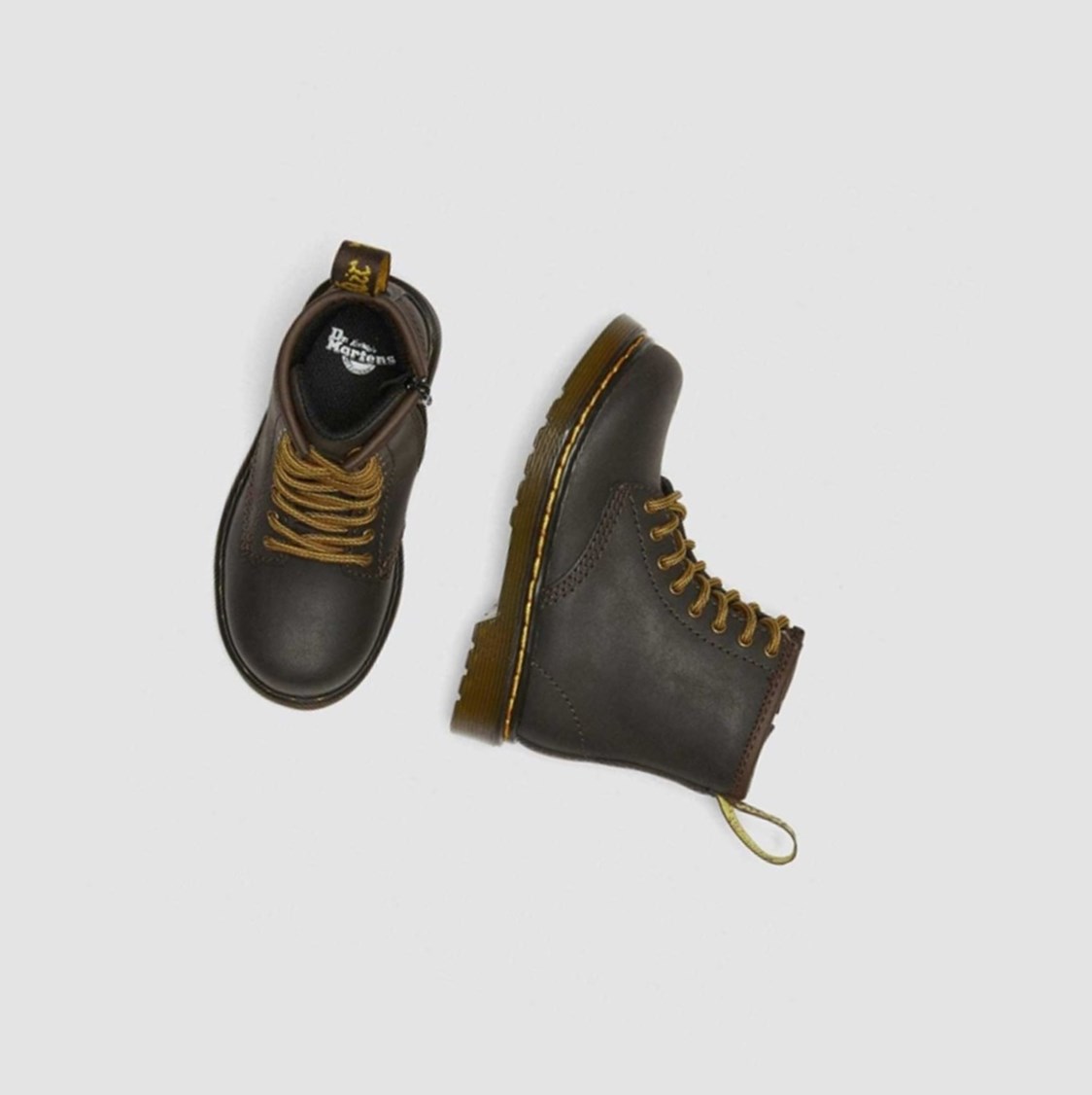 Dr Martens 1460 Wildhorse Toddler Gyerek Fűzős Bakancs Sötétbarna | 503981YCI