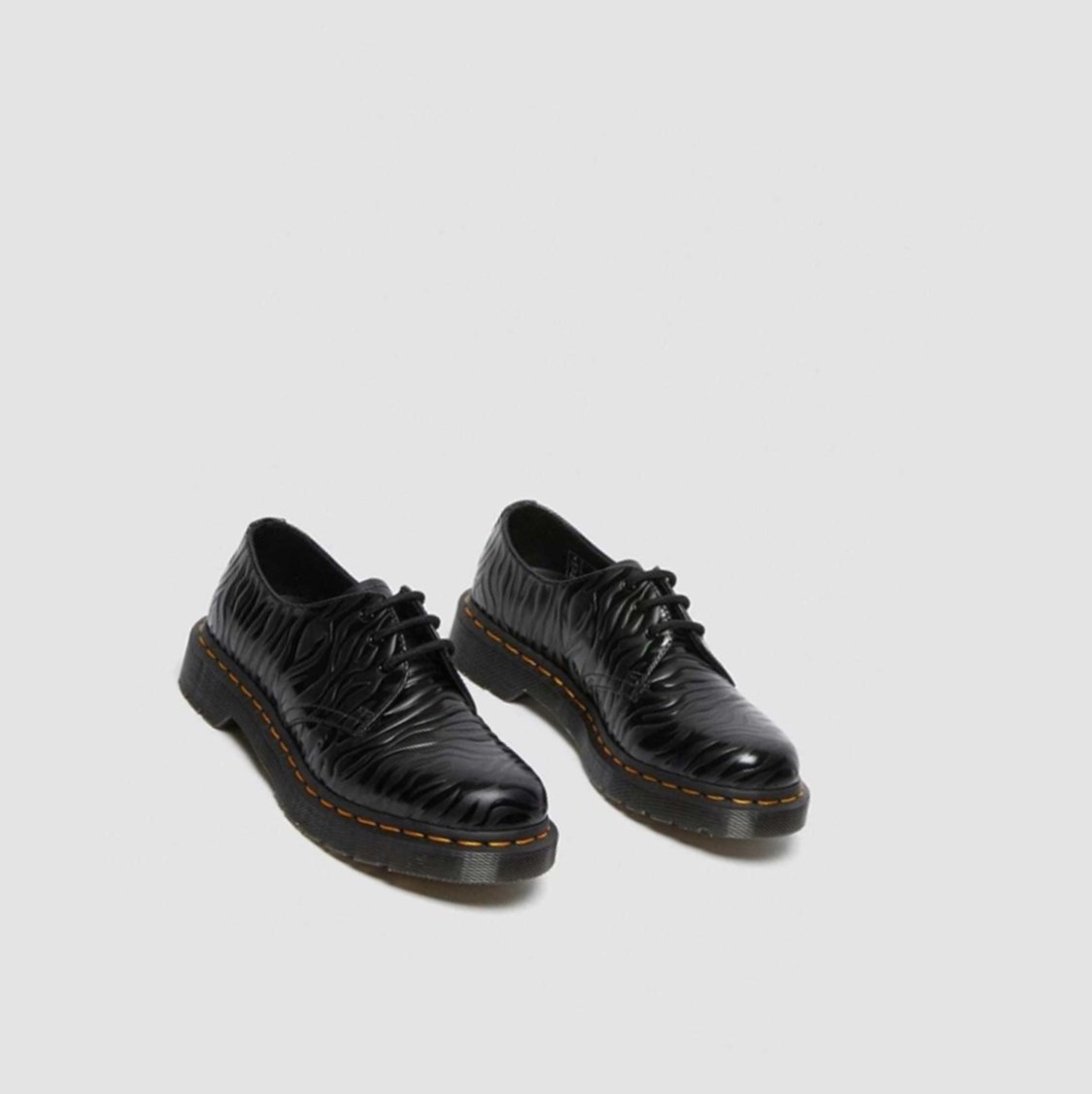 Dr Martens 1461 Zebra Emboss Smooth Női Oxford Cipő Fekete | 265703EBT