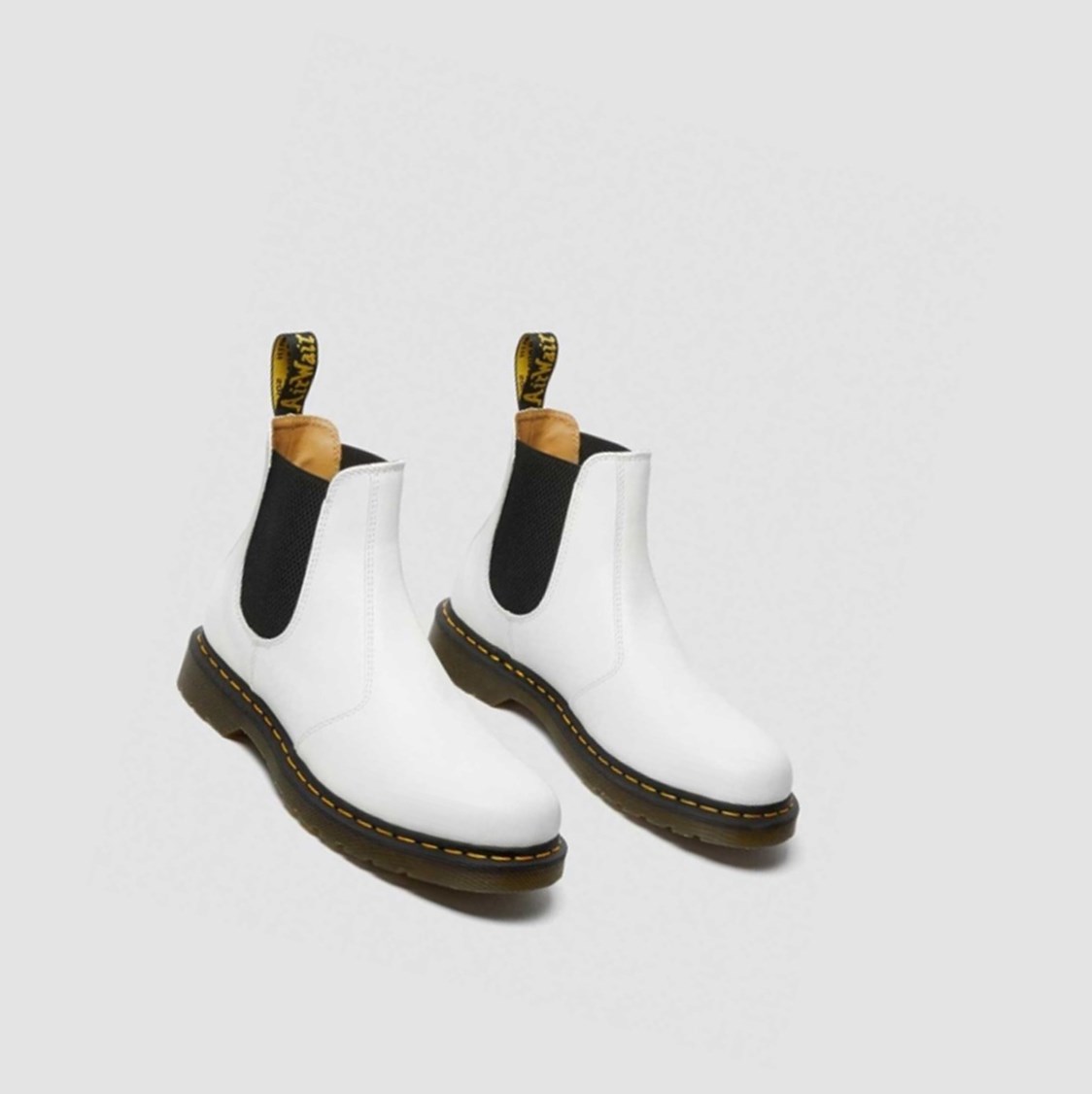 Dr Martens 2976 Yellow Stitch Smooth Női Chelsea Bakancs Fehér | 850467BVQ