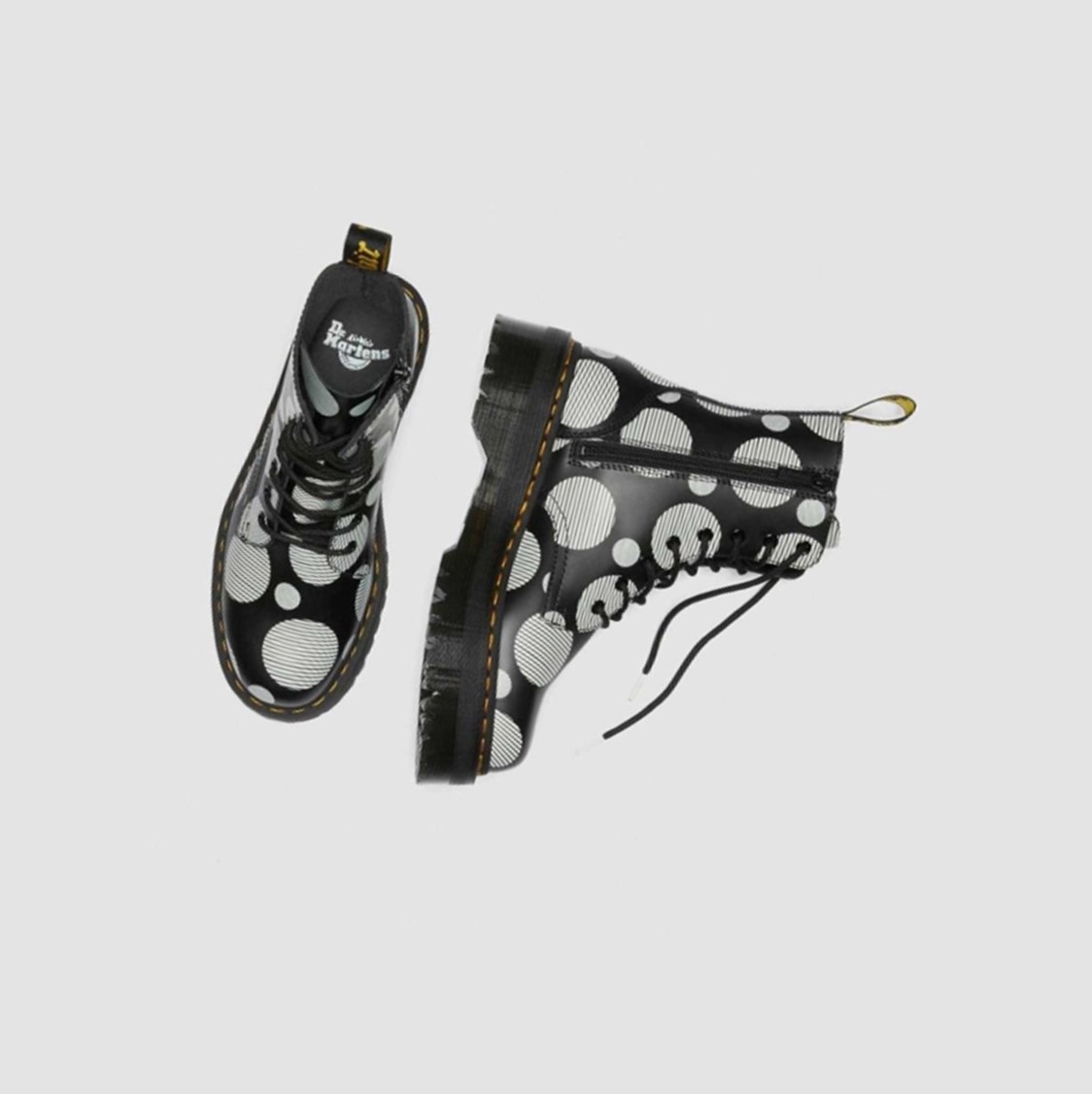 Dr Martens Jadon Polka Dot Smooth Férfi Platform Bakancs Fekete | 238509HBC