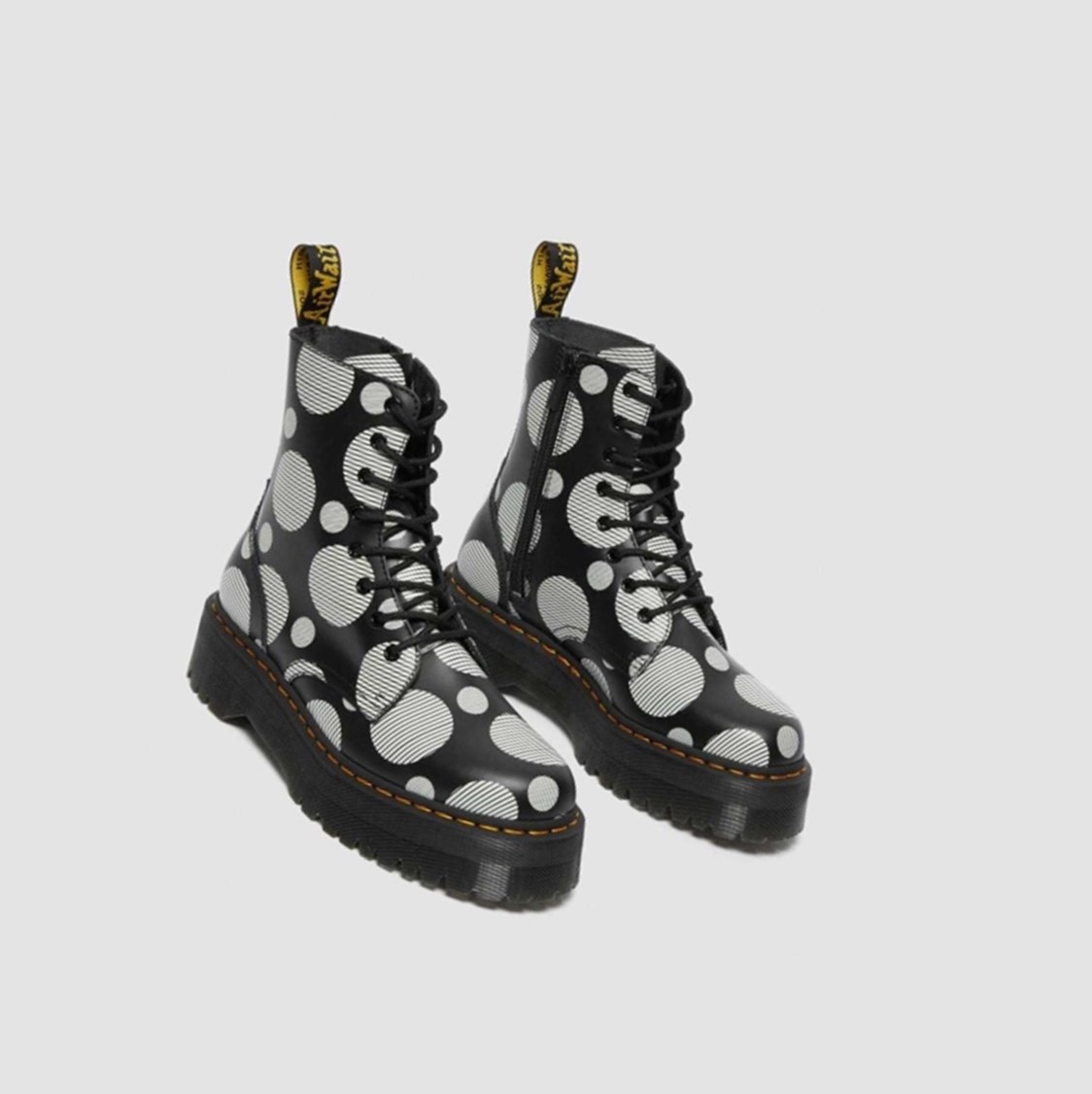 Dr Martens Jadon Polka Dot Smooth Női Platform Bakancs Fekete | 467023RJV